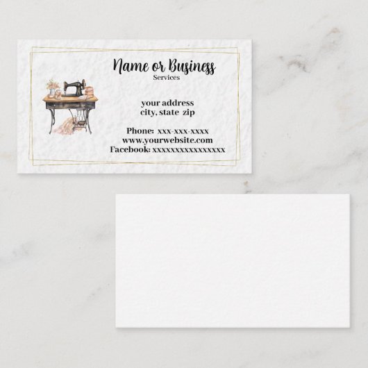Carte De Visite Services de couture (Devant / Derrière)