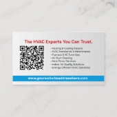 Carte De Visite Services de CVC – Chauffage, ventilation, AC (Dos)