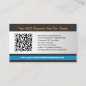 Carte De Visite Services de CVC – Chauffage, ventilation, AC (Dos)