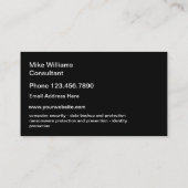 Carte De Visite Services de cyber-sécurité d'entreprise (Dos)