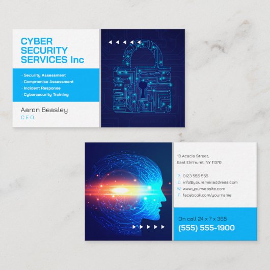 Carte De Visite Services de cybersécurité | Conseil de sécurité (Devant / Derrière)