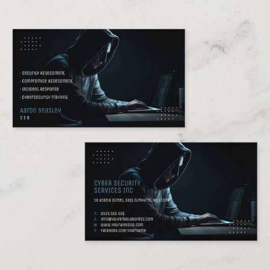 Carte De Visite Services de cybersécurité | Conseil de sécurité (Devant / Derrière)