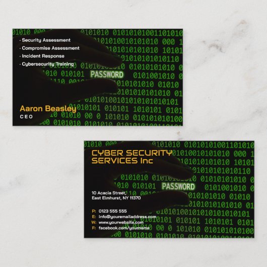 Carte De Visite Services de cybersécurité | Conseil de sécurité (Devant / Derrière)