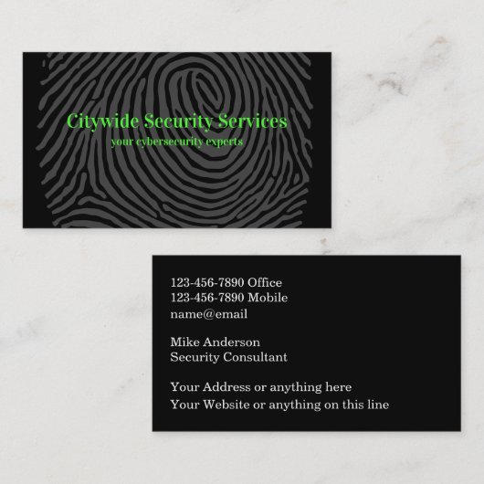 Carte De Visite Services de cybersécurité double face (Devant / Derrière)
