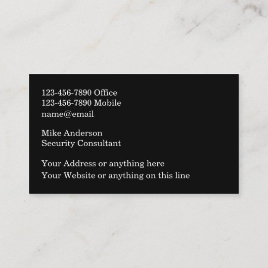 Carte De Visite Services de cybersécurité double face (Dos)