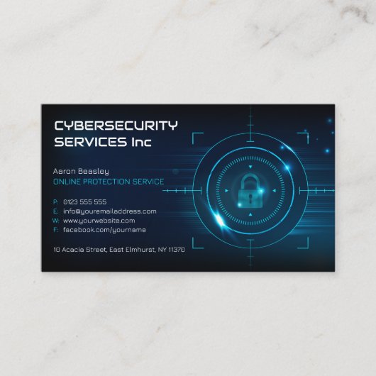 Carte De Visite Services de cybersécurité | SERVICE DE PROTECTION  (Devant)