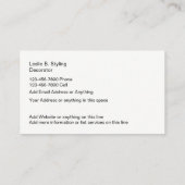 Carte De Visite Services de décoration et de présentation à la (Dos)