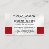 Carte De Visite Services de déménagement professionnels - Déménage (Dos)