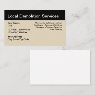Carte De Visite Services de démolition Conception simple
