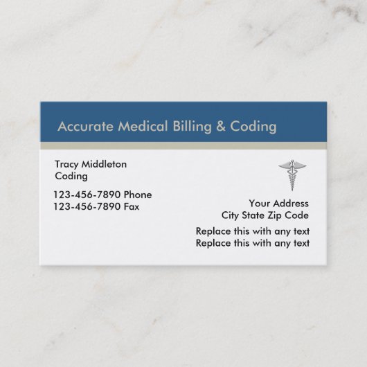 Carte De Visite Services de facturation et de codage médicaux (Devant)