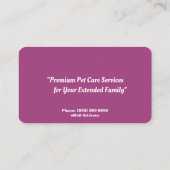 Carte De Visite Services de garde de chat (Dos)