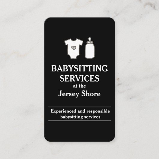 Carte De Visite Services de garde d'enfants au Jersey Shore Black (Devant)