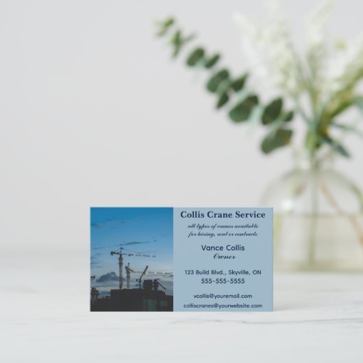 Carte De Visite Services de grue de construction modifiables (Debout devant)