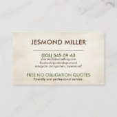 Carte De Visite Services de jardinage aquarelle (Dos)