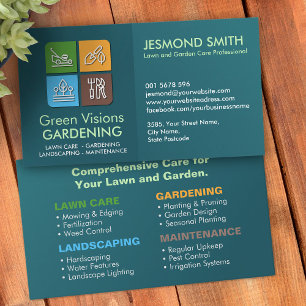 Carte De Visite Services de jardinage - Icônes colorées