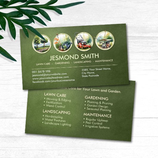 Carte De Visite Services de jardinage - Illustration à main