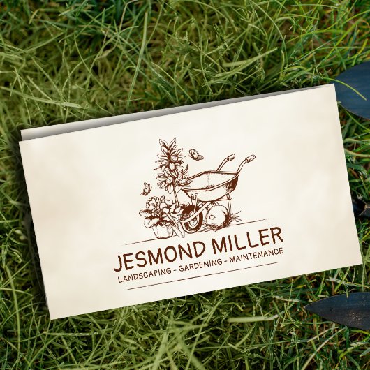 Carte De Visite Services de jardinage rétro vintage