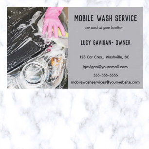Carte De Visite Services de lavage de voiture mobile modifiables