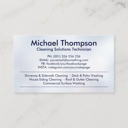 Carte De Visite Services de lavage sous pression (Dos)