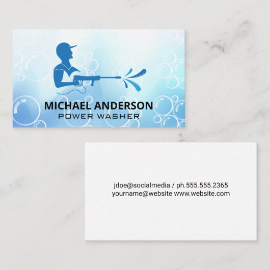 Carte De Visite Services de laveuse à pression | Bulles de savon (Devant / Derrière)