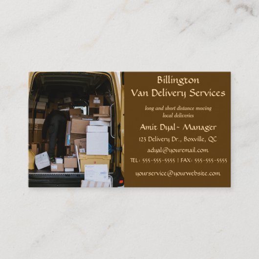 Carte De Visite Services de livraison de Van modifiables (Devant)