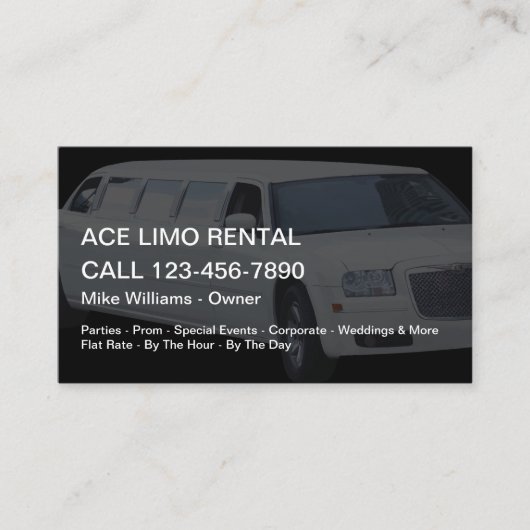 Carte De Visite Services de location de limousine (Devant)