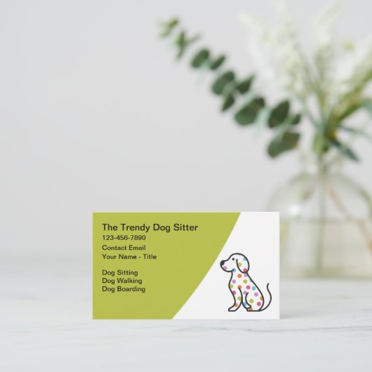 Carte De Visite Services de marche branchés de chiens de sitter ca (Debout devant)