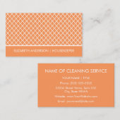 Carte De Visite Services de ménage de quatrefoil orange élégant (Devant / Derrière)