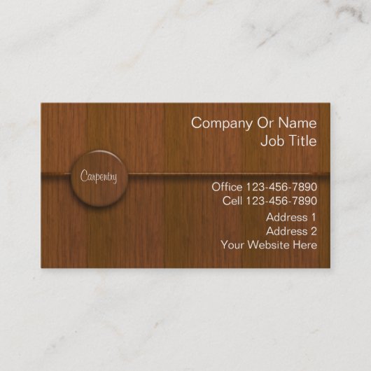 Carte De Visite Services de menuiserie aspect grain de bois (Devant)