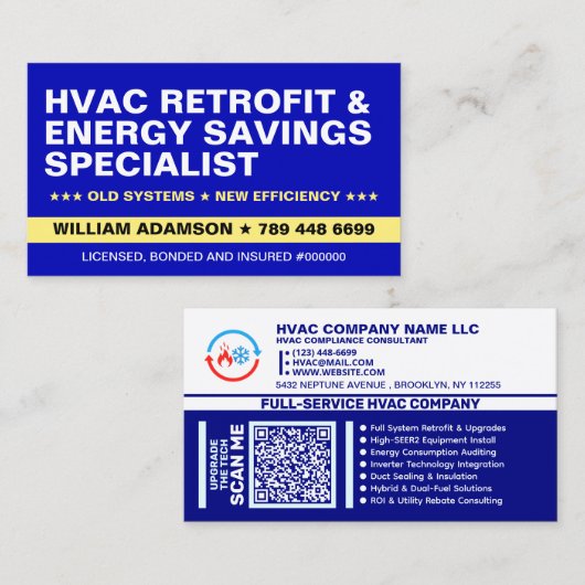 Carte De Visite Services de modernisation CVC et d'efficacité éner (Devant / Derrière)