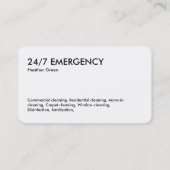 Carte De Visite Services de nettoyage 24h/24, 7j/7 (Dos)