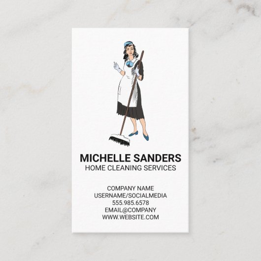 Carte De Visite Services de nettoyage à domicile | Maison domestiq (Devant)