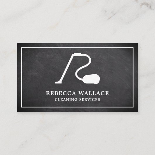 Carte De Visite Services de nettoyage à vide blanc Chalkboard (Devant)