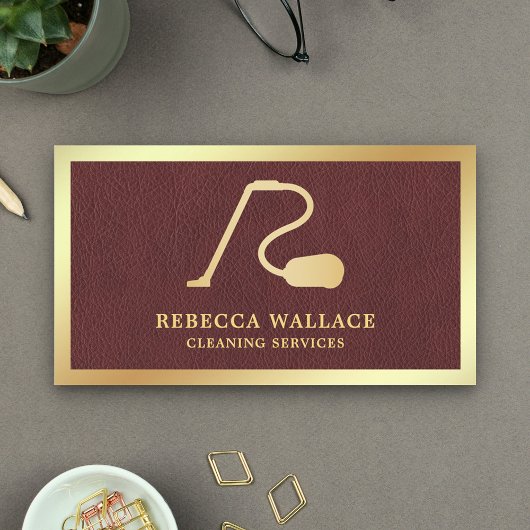 Carte De Visite Services de nettoyage à vide en cuir Faux