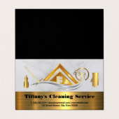 Carte De Visite Services de nettoyage | Accueil Icônes métalliques (Extérieur déplié)