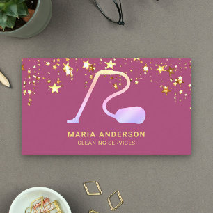 Carte De Visite Services de nettoyage Aspirateur Rose Confettis