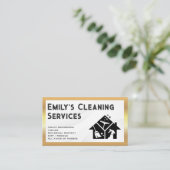 Carte De Visite Services de nettoyage | Bordure or | Logo de la fe (Debout devant)