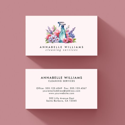 Carte De Visite Services de nettoyage Bouteille de vaporisateur d'