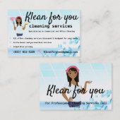 Carte De Visite Services de nettoyage Carreaux Bleus Blancs Bulles (Devant / Derrière)