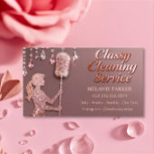 Carte De Visite Services de nettoyage classe Rose Gold Glitter
