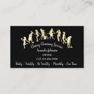 Carte De Visite Services de nettoyage classique Logo Gold Maid Bla