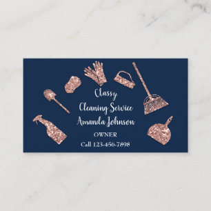 Carte De Visite Services de nettoyage classique Logo Gold MaidRose