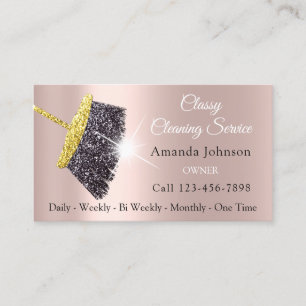 Carte De Visite Services de nettoyage classique Rose Maid Gold Sil