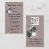 Carte De Visite Services de nettoyage classique Rose QRCode (Devant / Derrière)