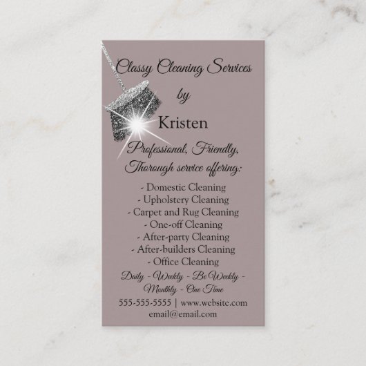 Carte De Visite Services de nettoyage classique Rose QRCode (Devant)