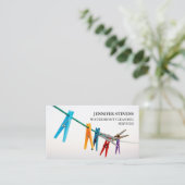 Carte De Visite Services de nettoyage Clothesline Photo Moderne Ma (Debout devant)