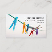 Carte De Visite Services de nettoyage Clothesline Photo Moderne Ma (Devant)