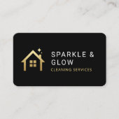 Carte De Visite Services de nettoyage Code QR Black Gold Professio (Devant)
