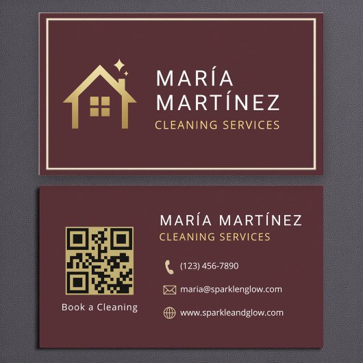 Carte de visite Services de nettoyage Code QR Bour