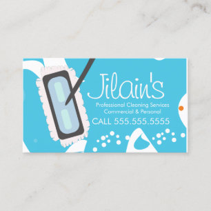 Carte De Visite Services de nettoyage colorés Mop Bubbles 